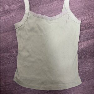 Women's Cream Lace Trim Tank Top
